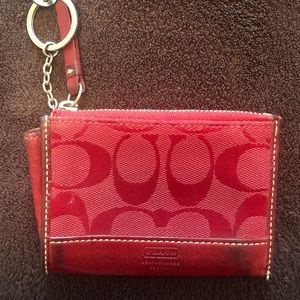 Coach red zip card holder/coin purse